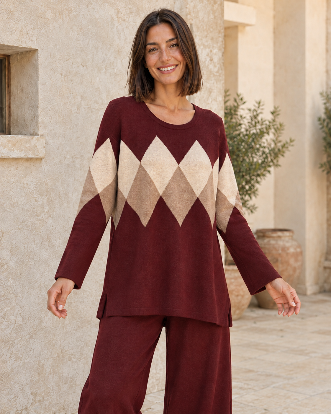 CONJUNTO DE PUNTO ROMBOS-GRANATE