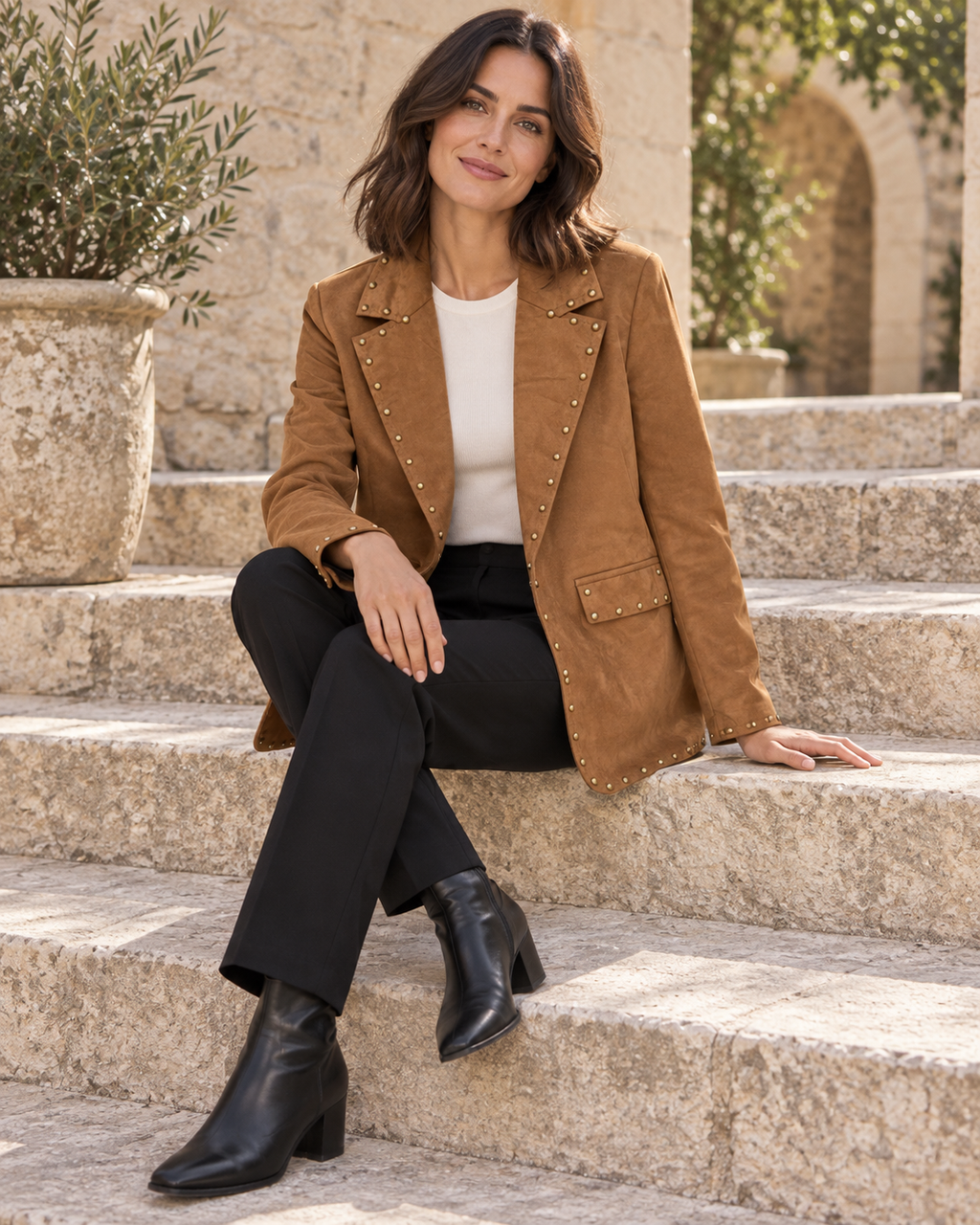 BLAZER ANTELINA TACHUELAS- CAMEL