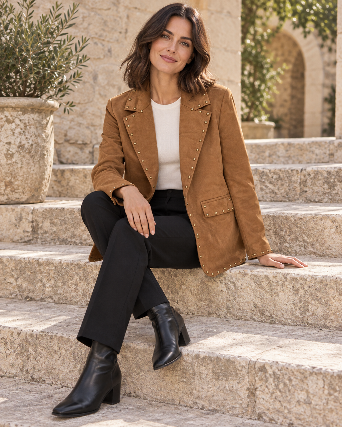 BLAZER ANTELINA TACHUELAS- CAMEL