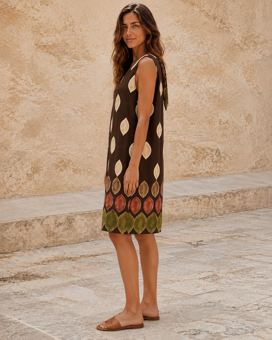 VESTIDO  TOPOS- MARRÓN