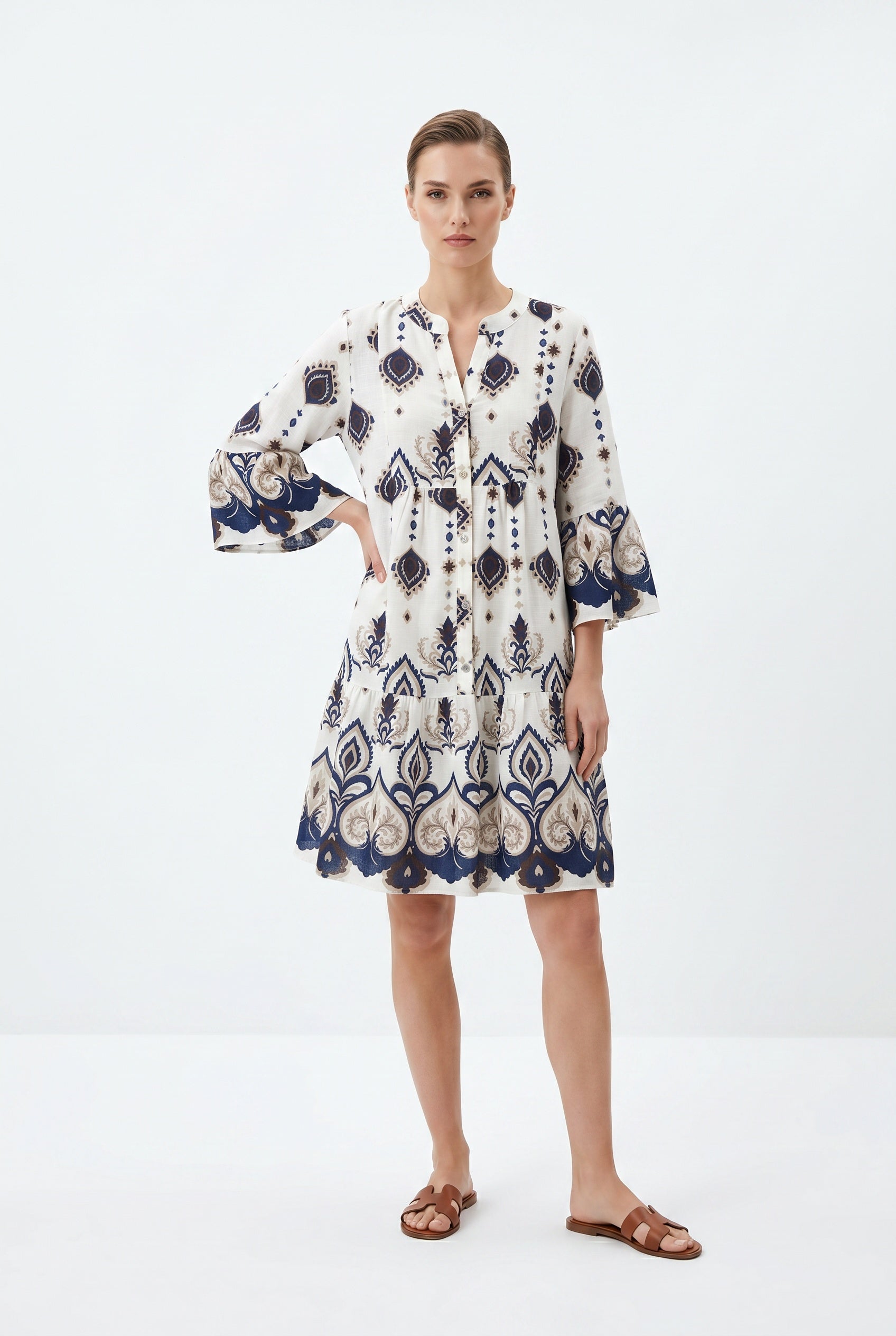 VESTIDO BOHO-AZUL M