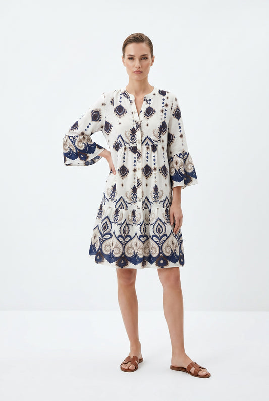 VESTIDO BOHO-AZUL M