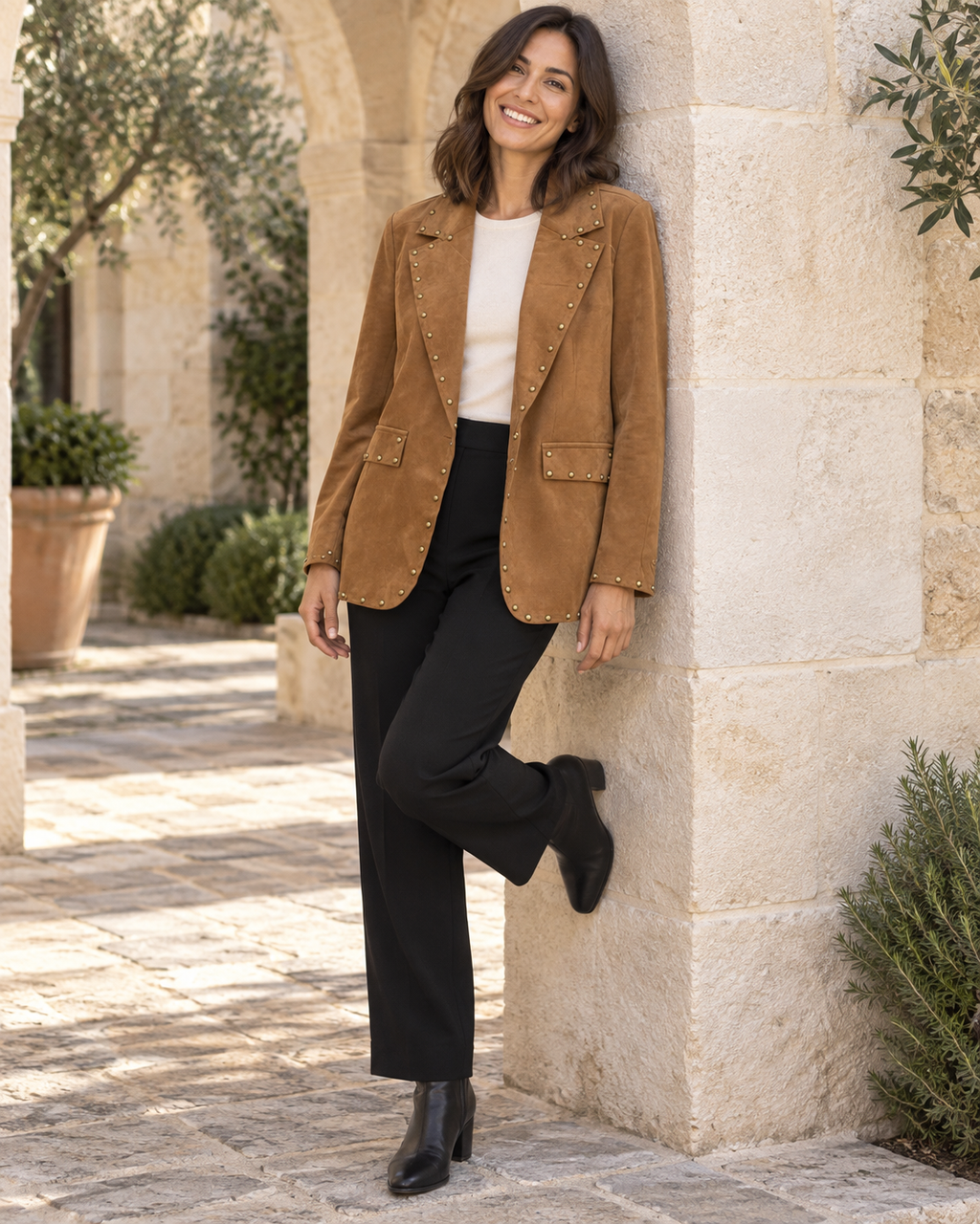BLAZER ANTELINA TACHUELAS- CAMEL