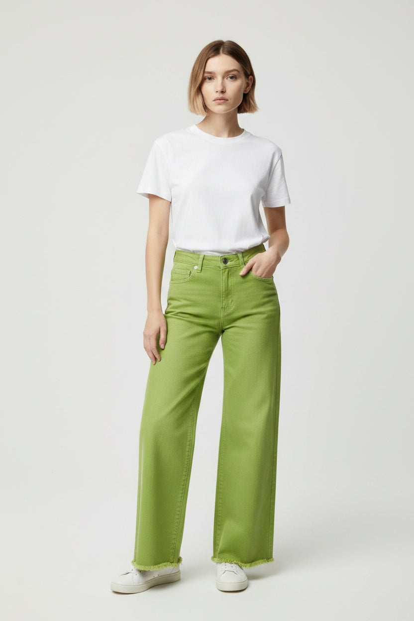 PANTALÓN VIVID DESFLECADO-VERDE
