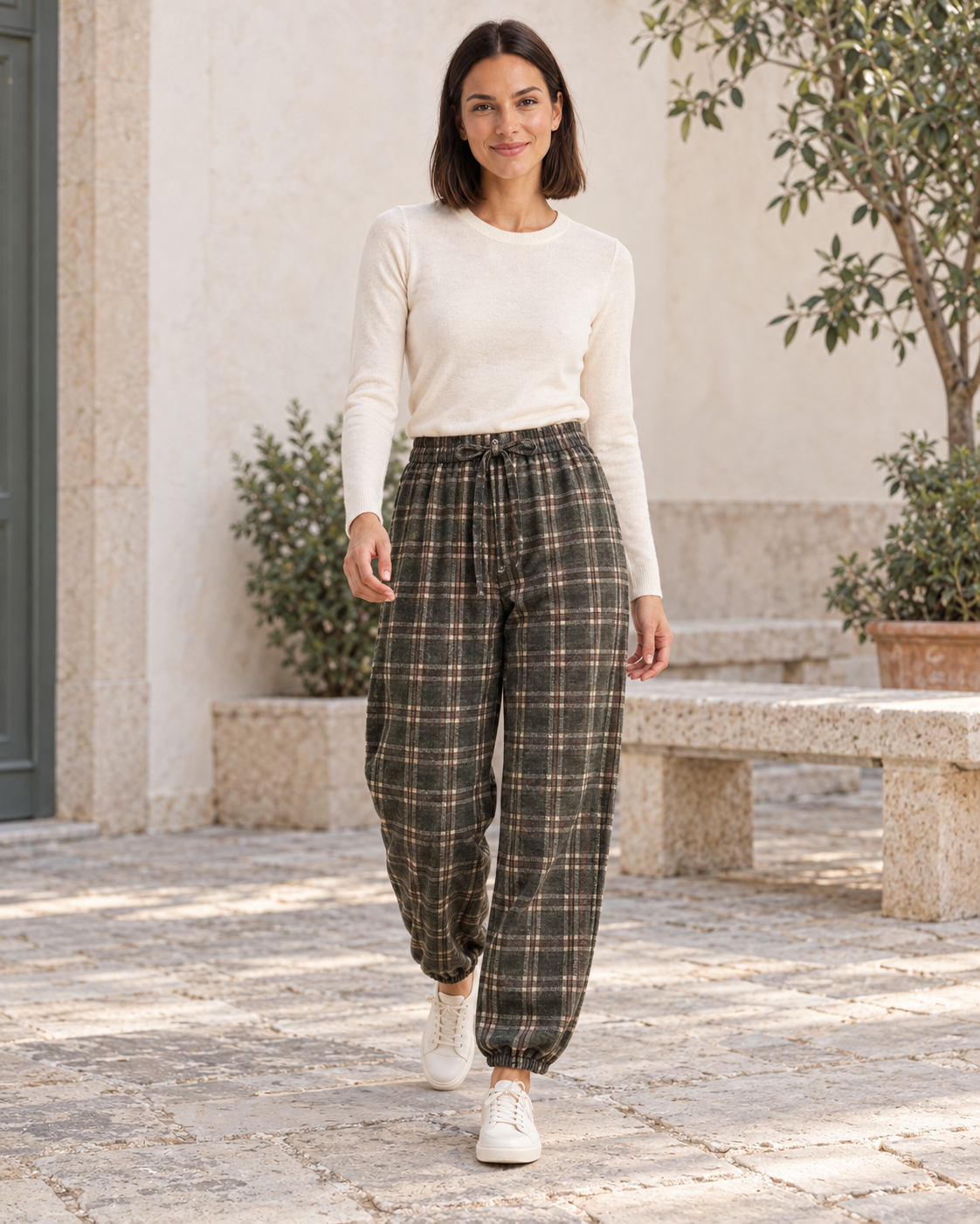 PANTALÓN CUADROS PUÑO-VERDE