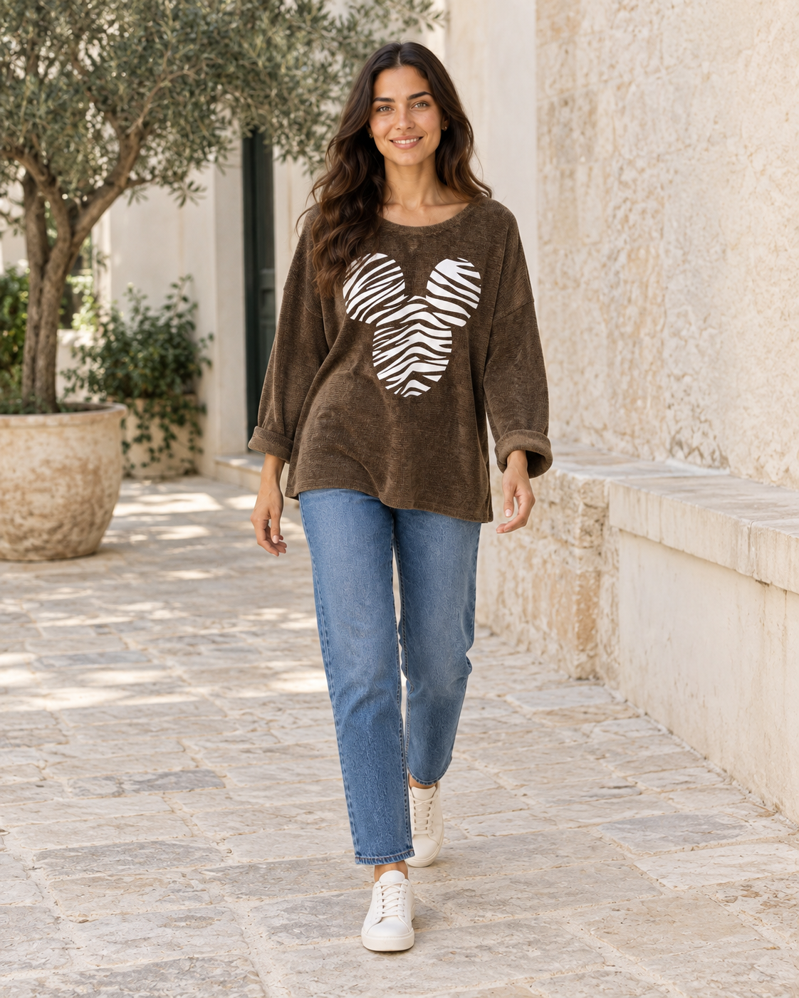 SUDADERA MICROPANA MICKEY-MARRÓN