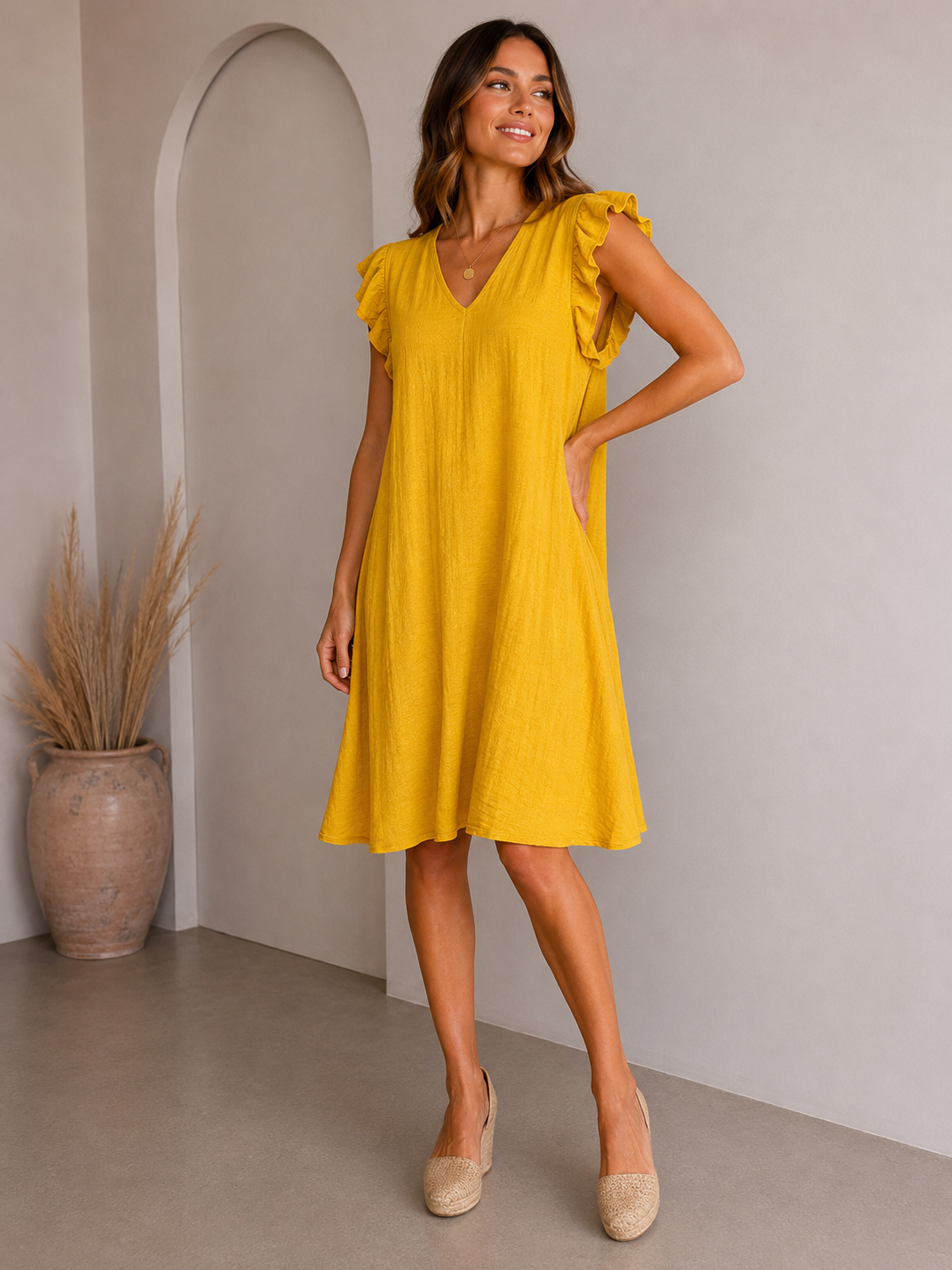 VESTIDO BASIC-MOSTAZA
