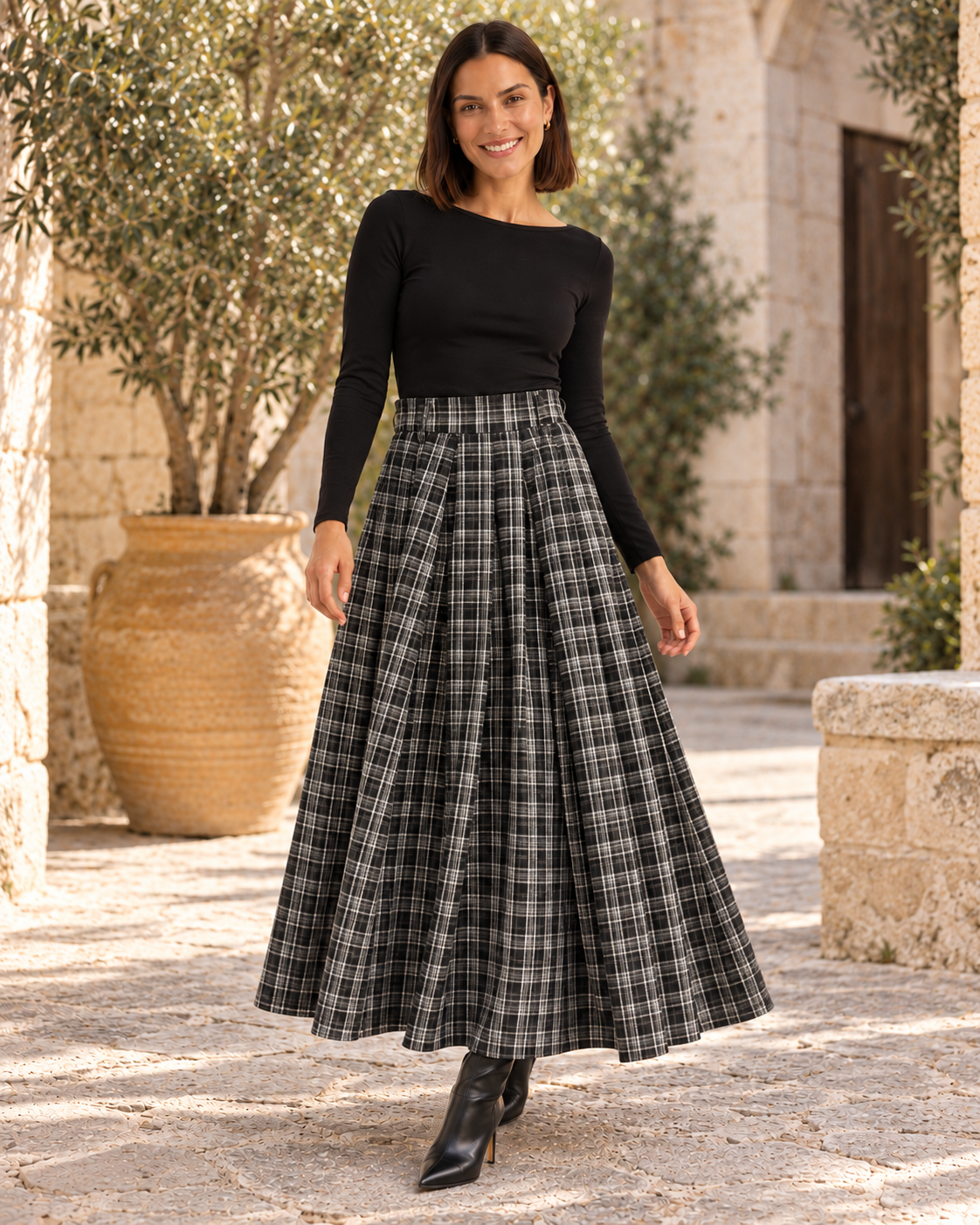 FALDA CUADROS-GRIS