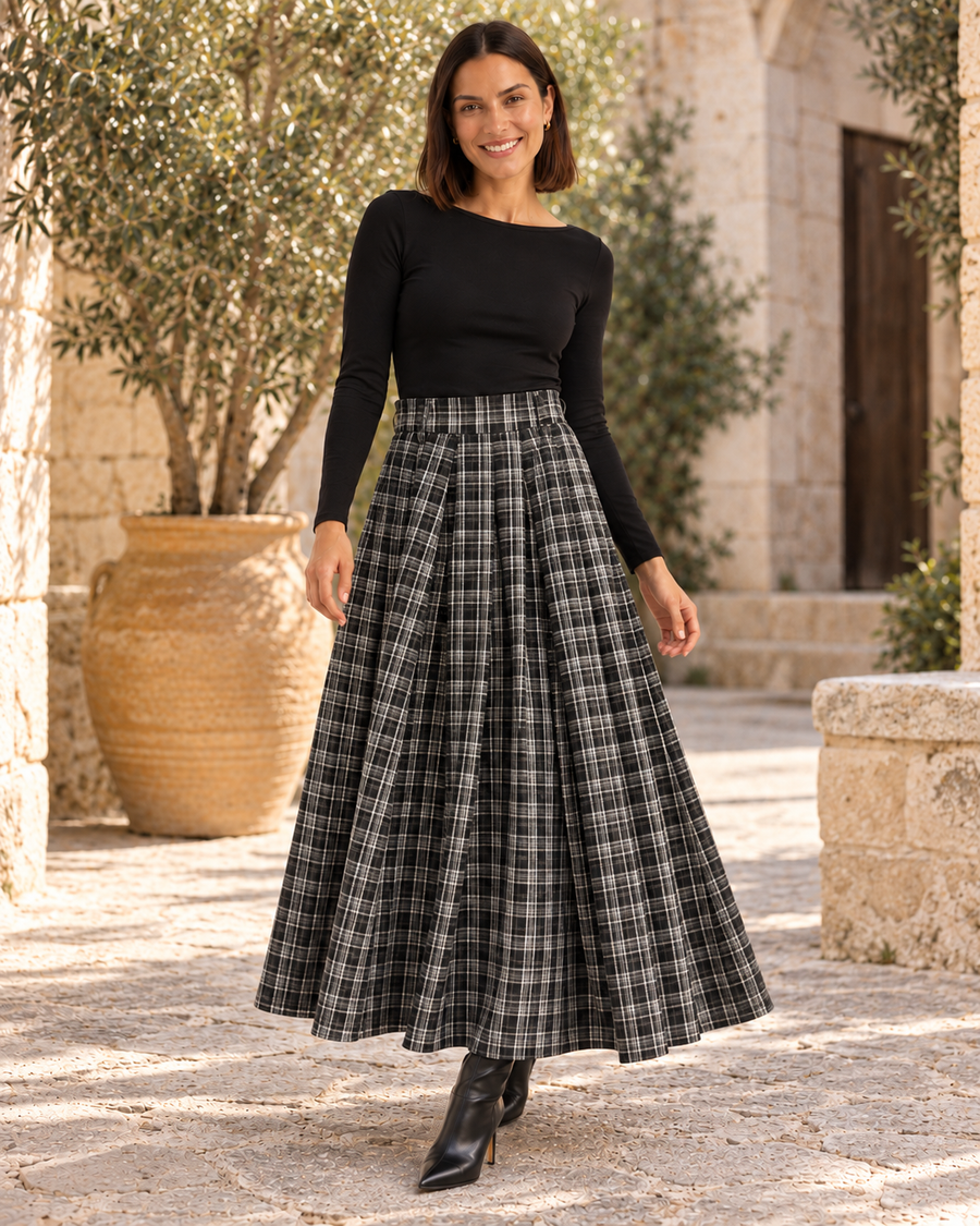 FALDA CUADROS-GRIS