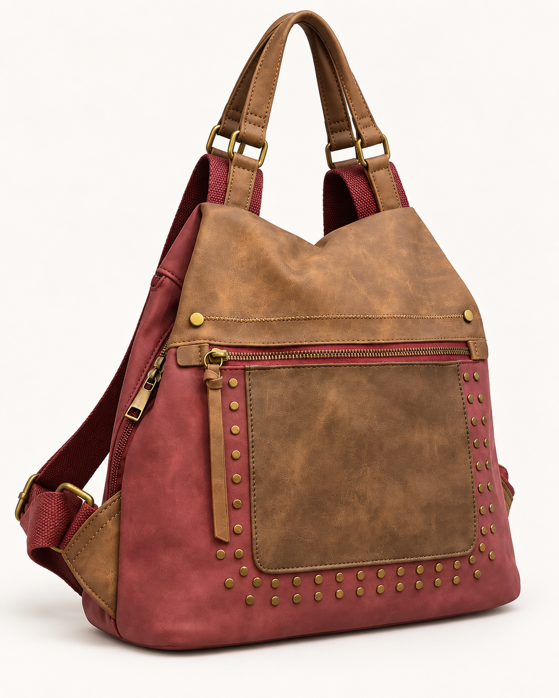 MOCHILA POLIPIEL TACHUELAS-GRANATE