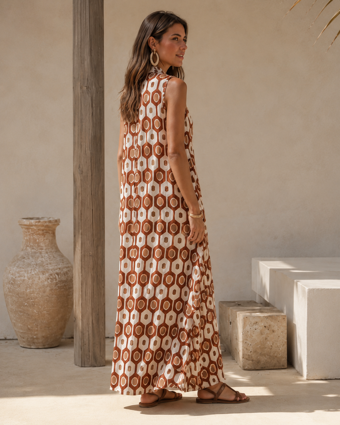VESTIDO GEOMÉTRICO-TEJA