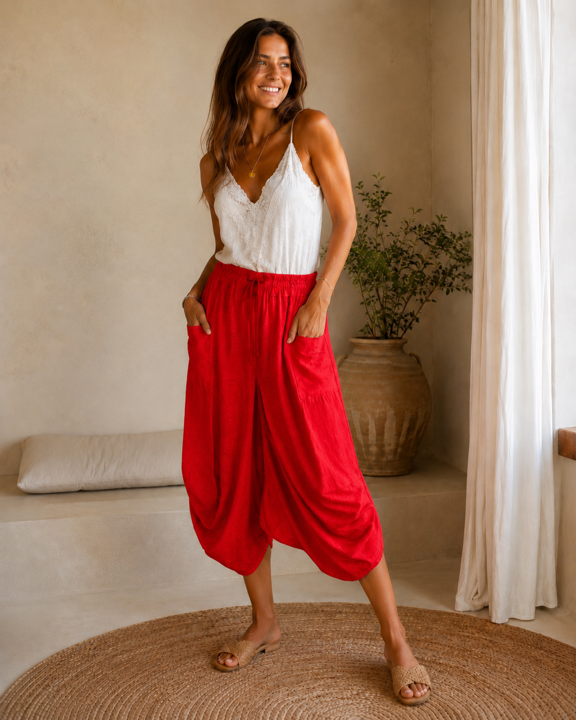 PANTALON LIN-ROJO