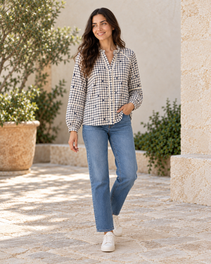 CAMISA CUADROS LOVE-AZUL