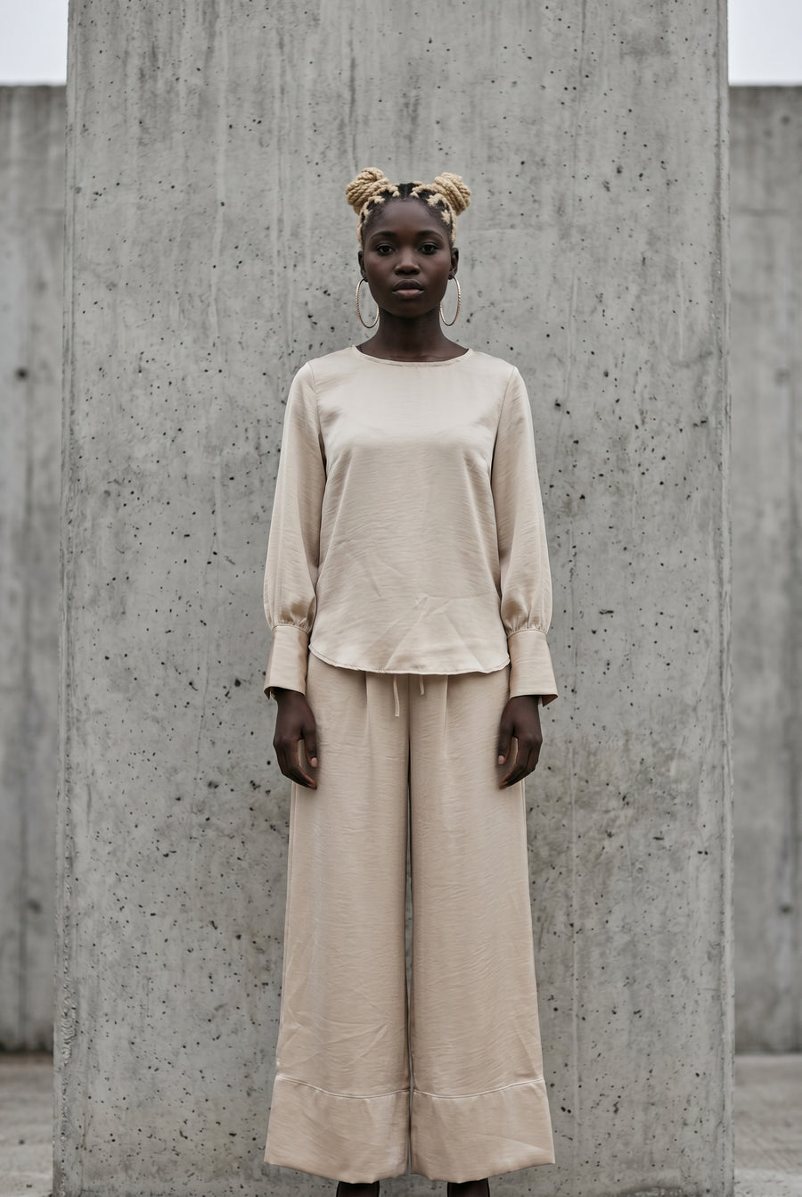 CONJUNTO SATINADO- BEIGE