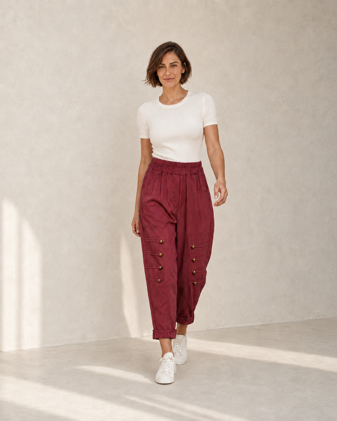 PANTALÓN BOTONES B-VINO