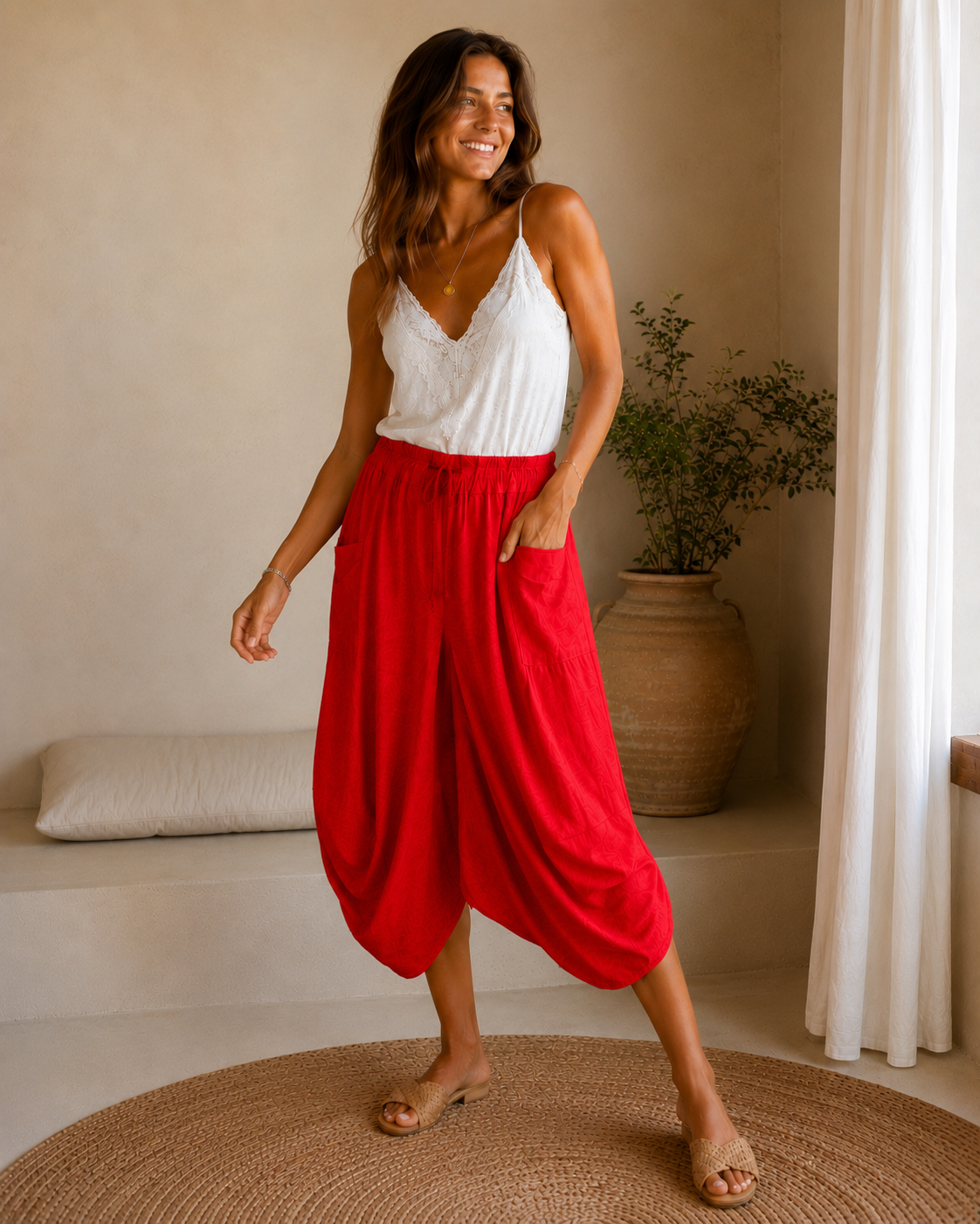 PANTALON LIN-ROJO
