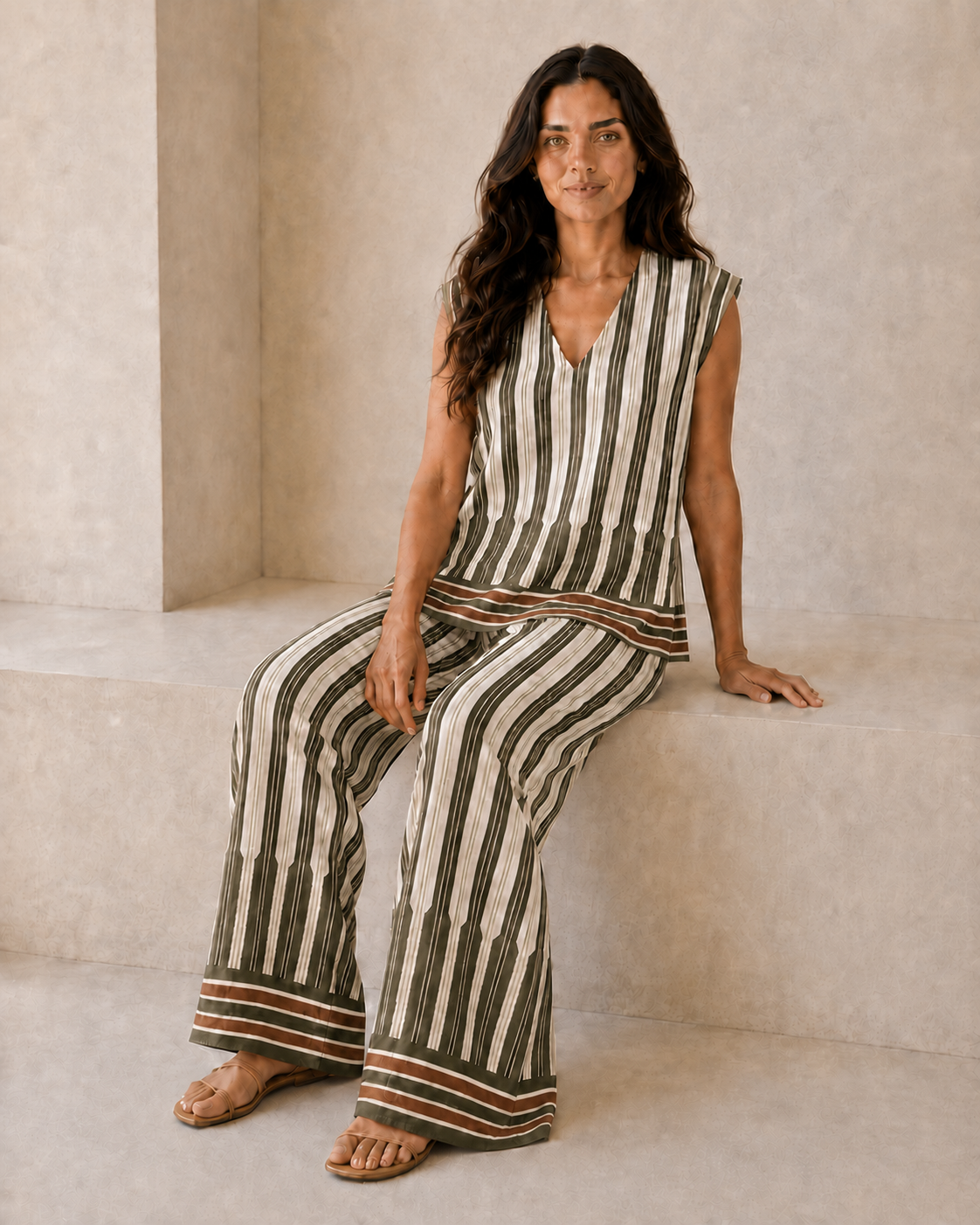 CONJUNTO RAYAS-KHAKI