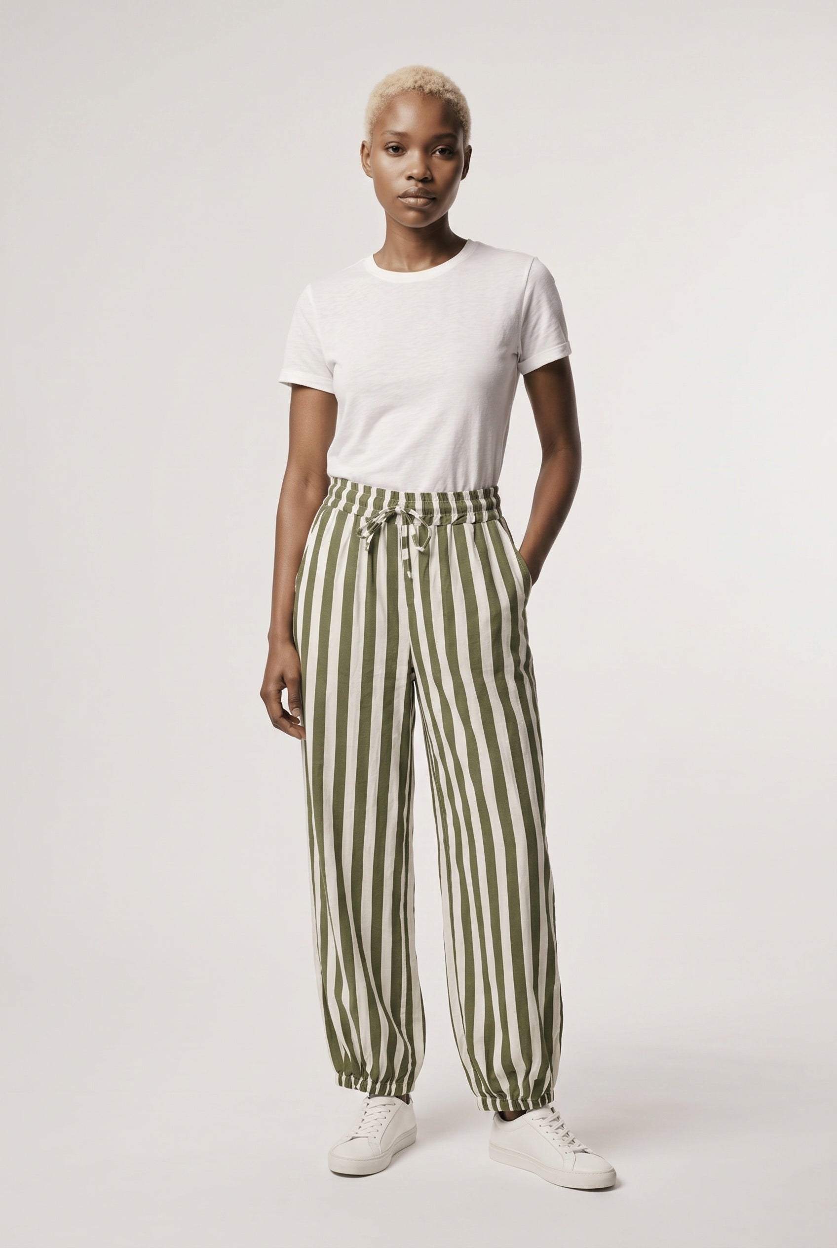 PANTALÓN RAYAS BOMBACHO-VERDE KHAKI