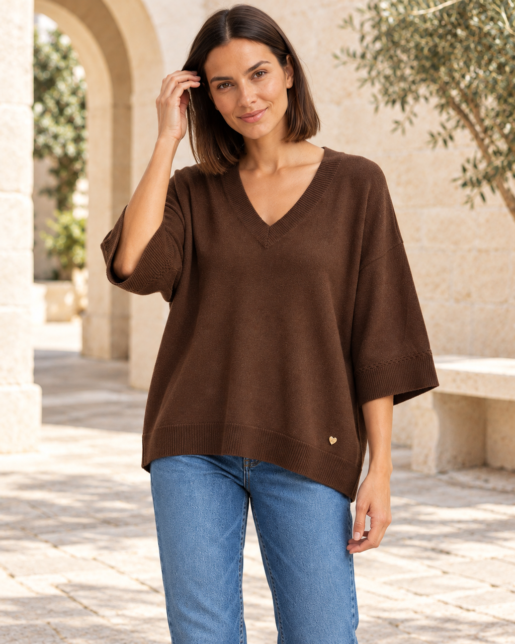 JERSEY BASIC PICO-MARRÓN