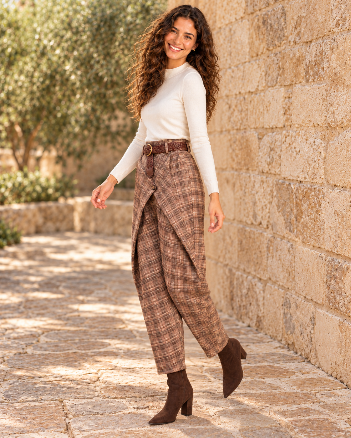 PANTALÓN CUADROS-MARRÓN