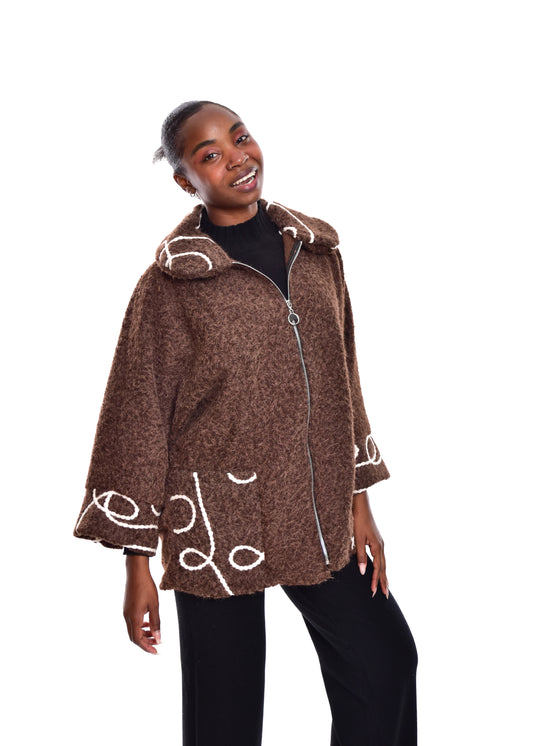 ABRIGO RIZO ONDA-MARRÓN