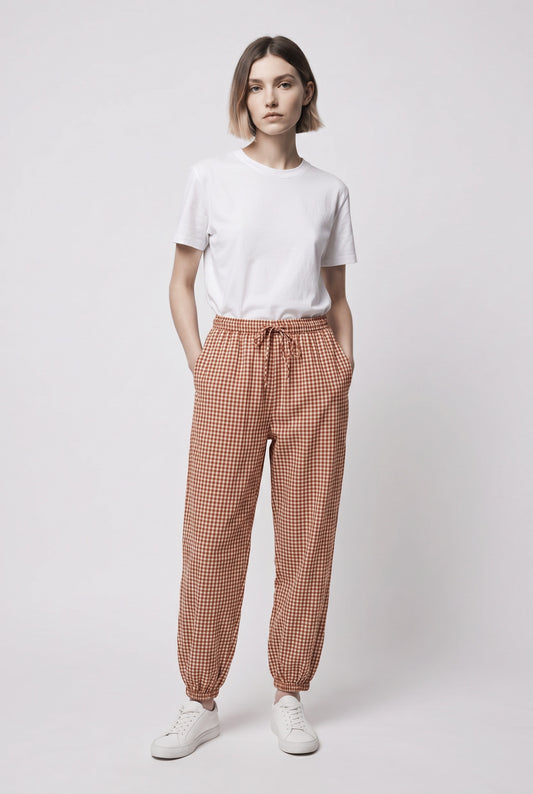 PANTALÓN CUADRO VICHY BOMBACHO-TEJA