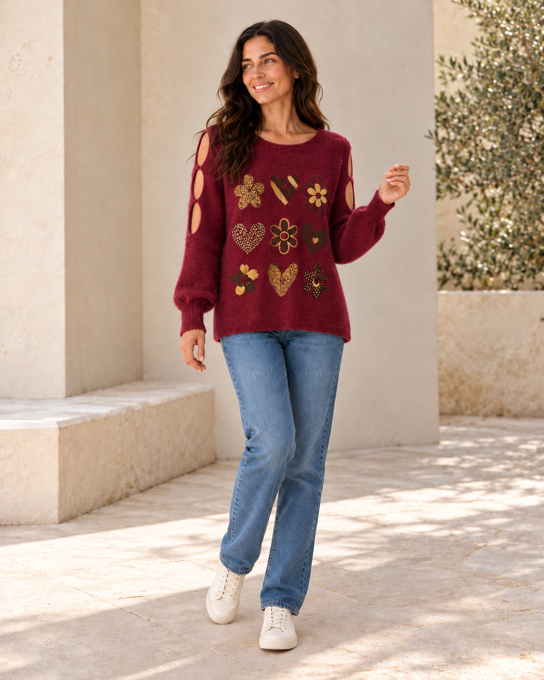 JERSEY LOVE FLOWERS-GRANATE