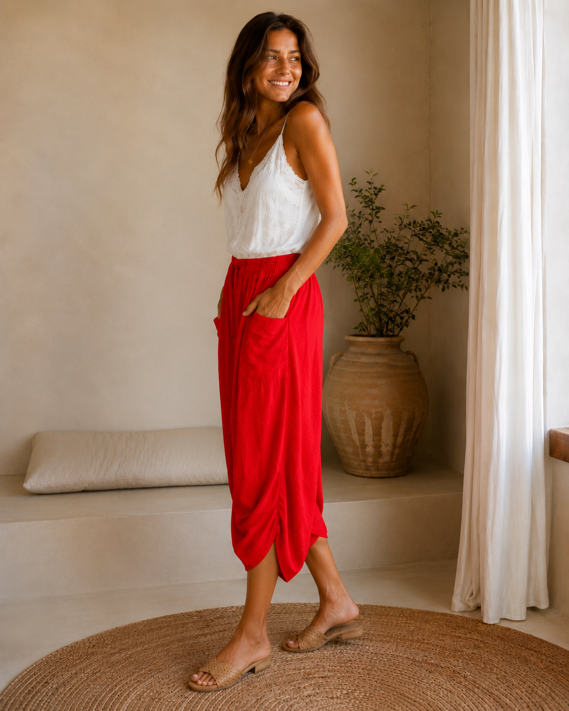 PANTALON LIN-ROJO