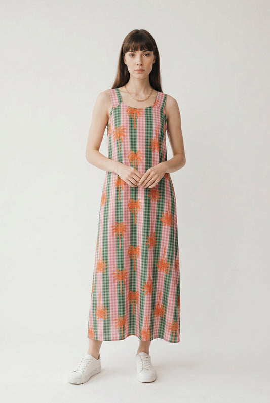 VESTIDO CUADRO VICHY-ROSA
