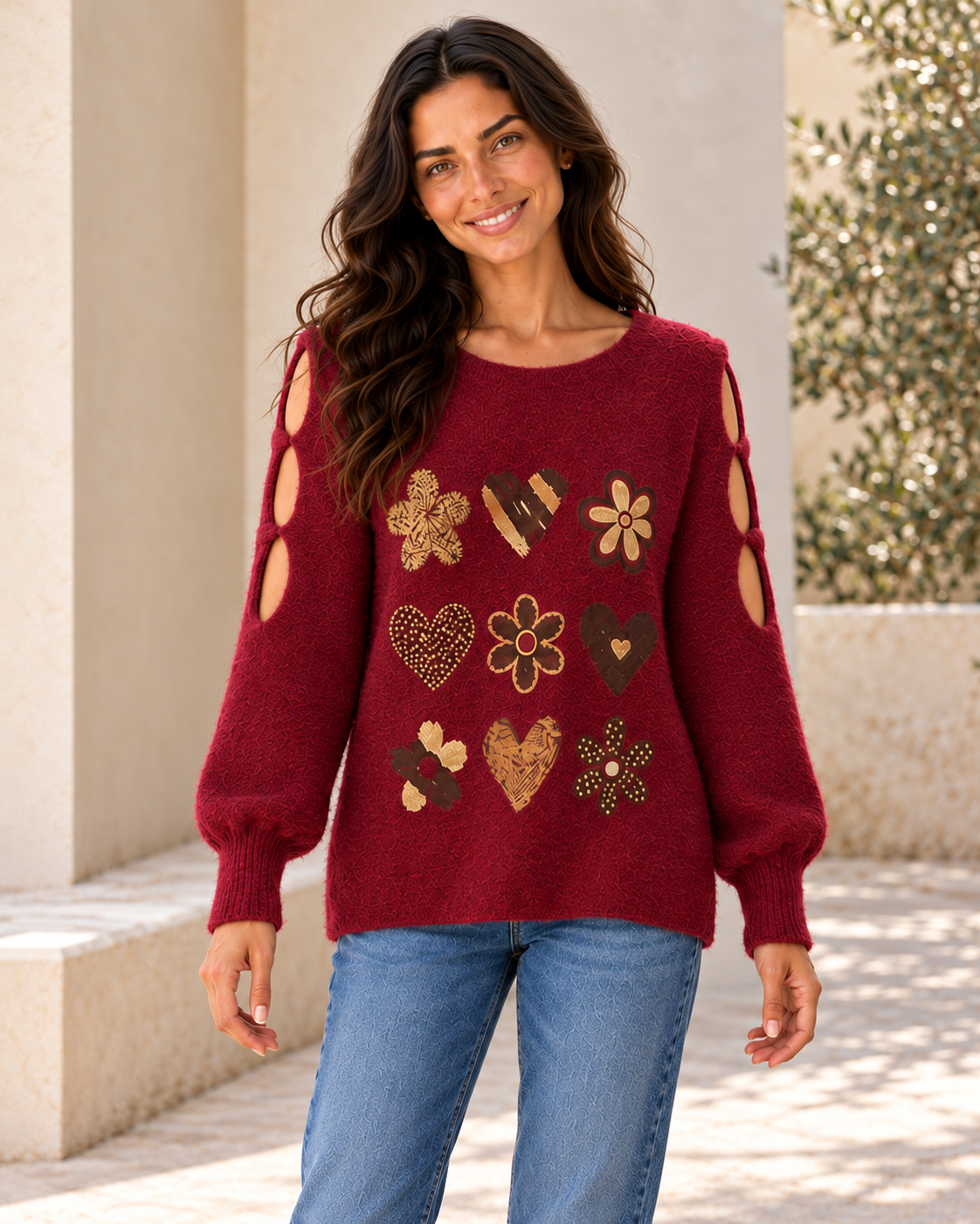 JERSEY LOVE FLOWERS-GRANATE