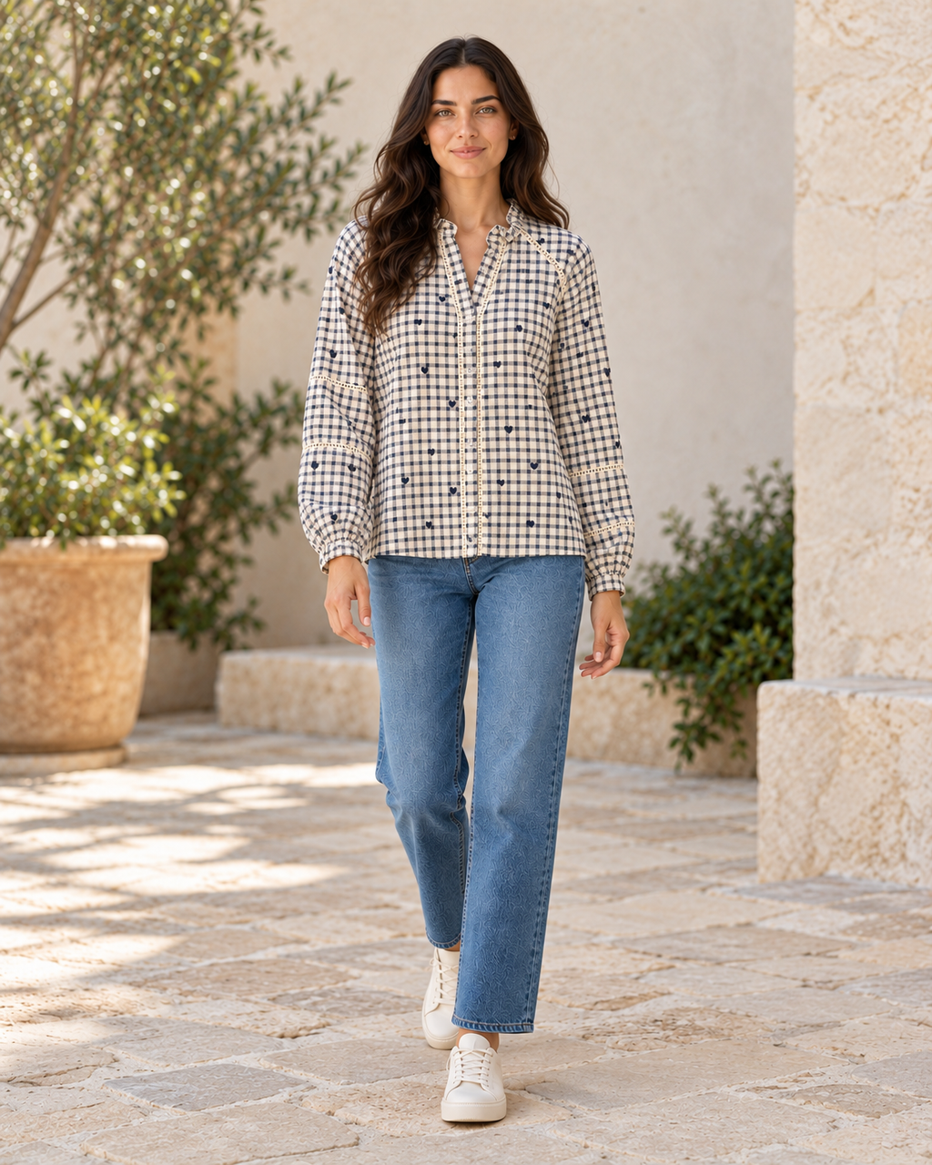 CAMISA CUADROS LOVE-AZUL