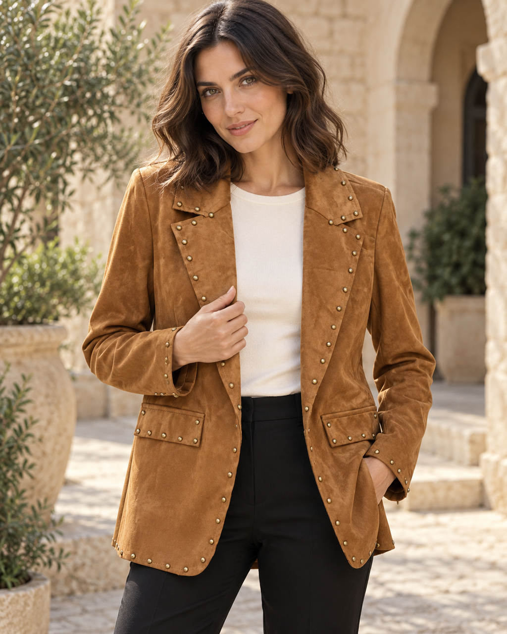 BLAZER ANTELINA TACHUELAS- CAMEL