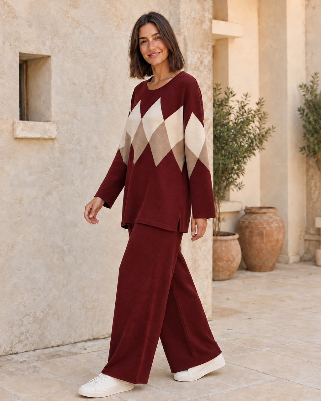 CONJUNTO DE PUNTO ROMBOS-GRANATE