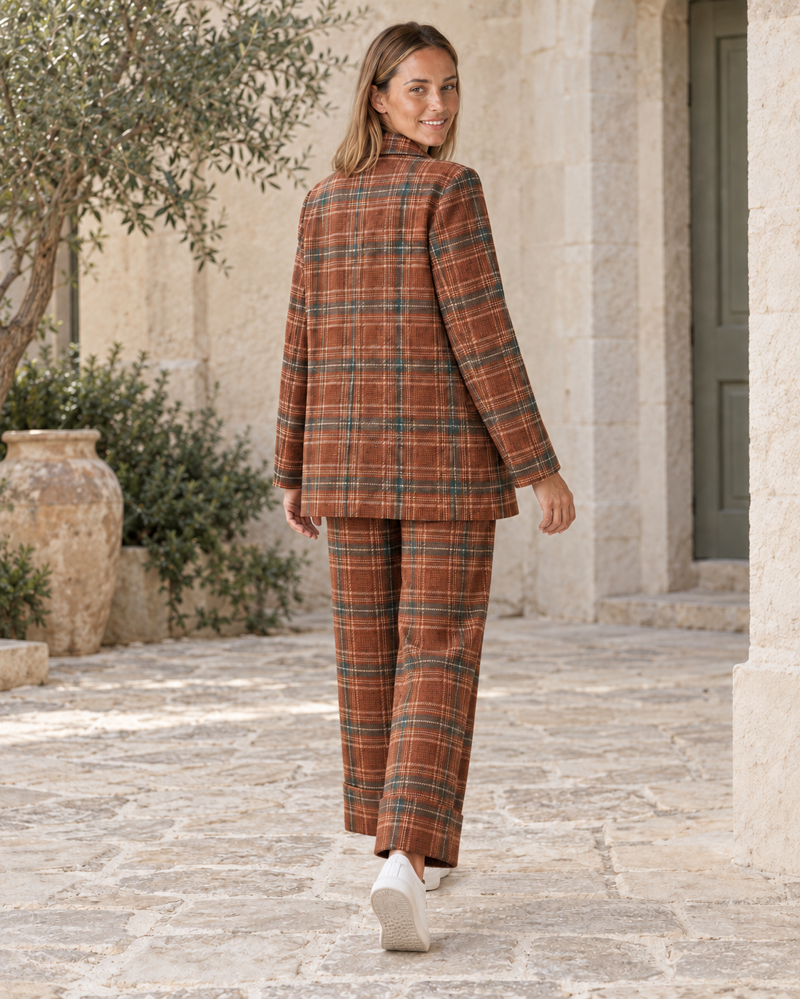 BLAZER CUADROS-TEJA