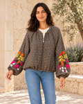 CHAQUETA FLOWERS CUADROS PQ-NEGRO