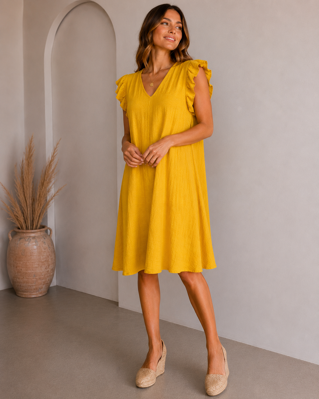 VESTIDO BASIC-MOSTAZA
