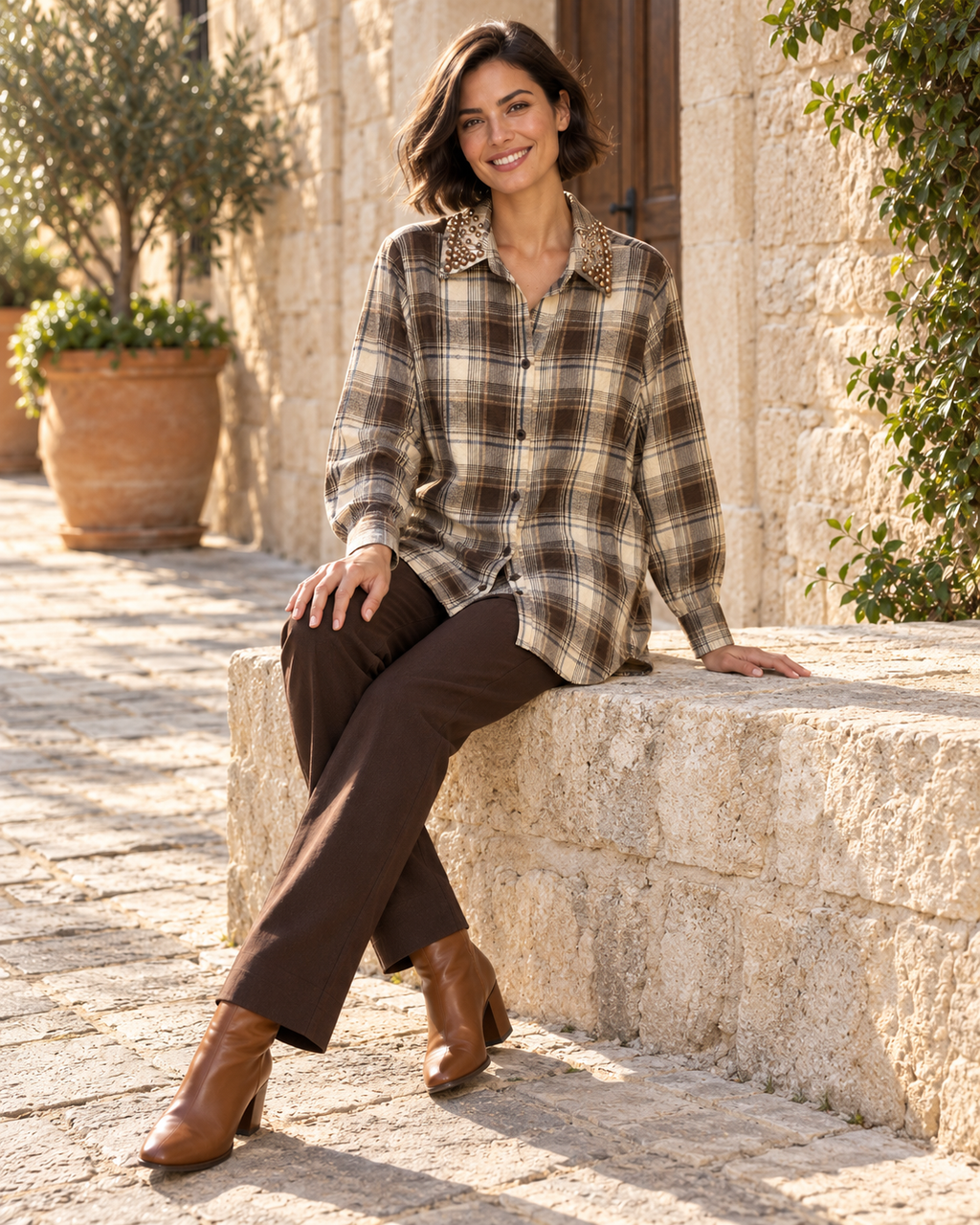 CAMISA CUADROS Y TACHUELAS
