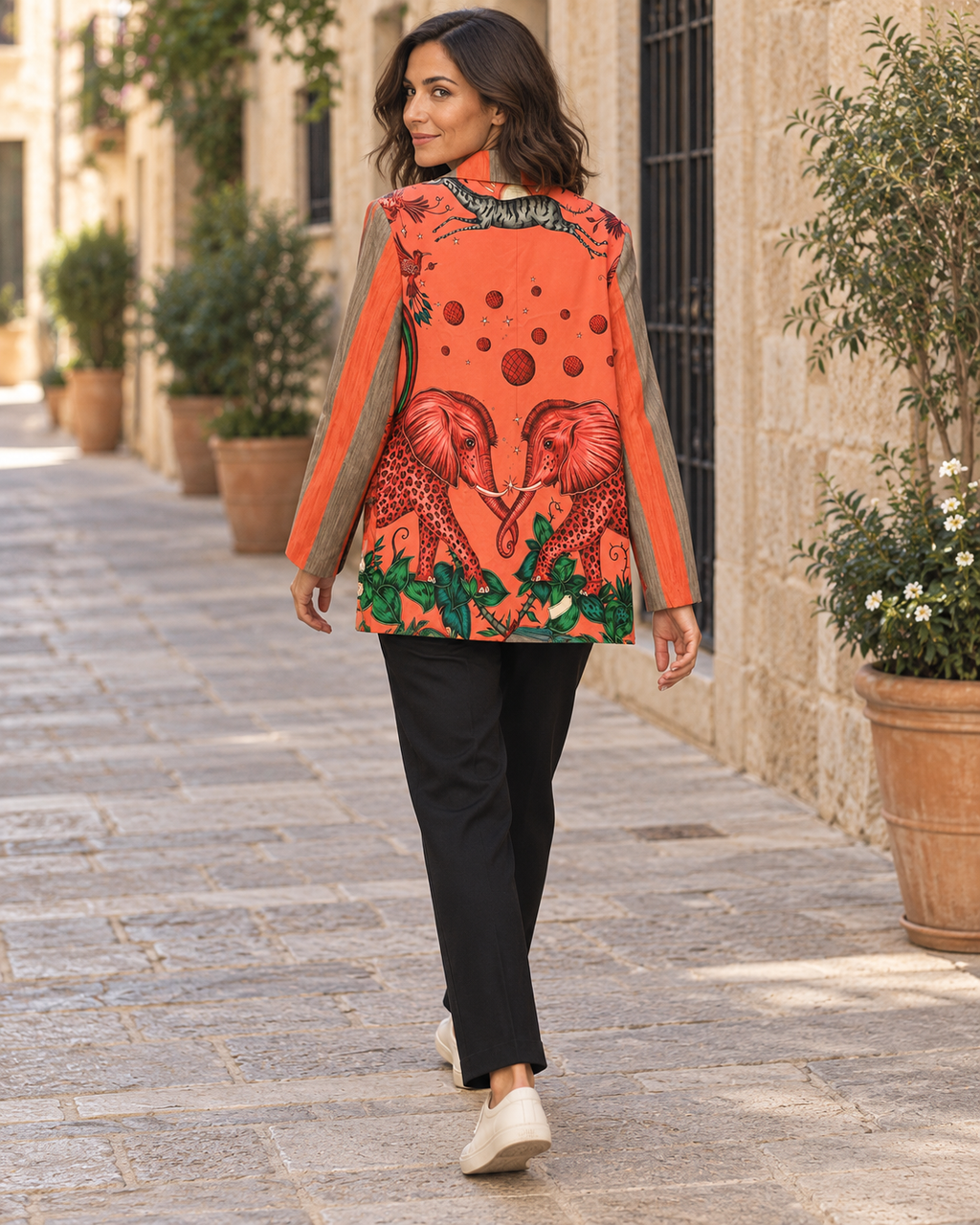 BLAZER RAYAS TOPO/NARANJA