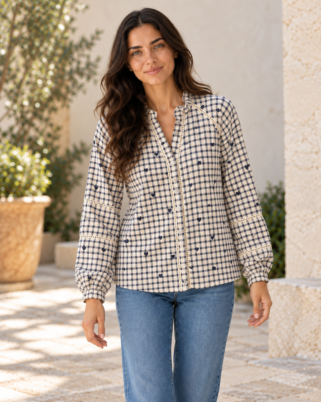 CAMISA CUADROS LOVE-AZUL