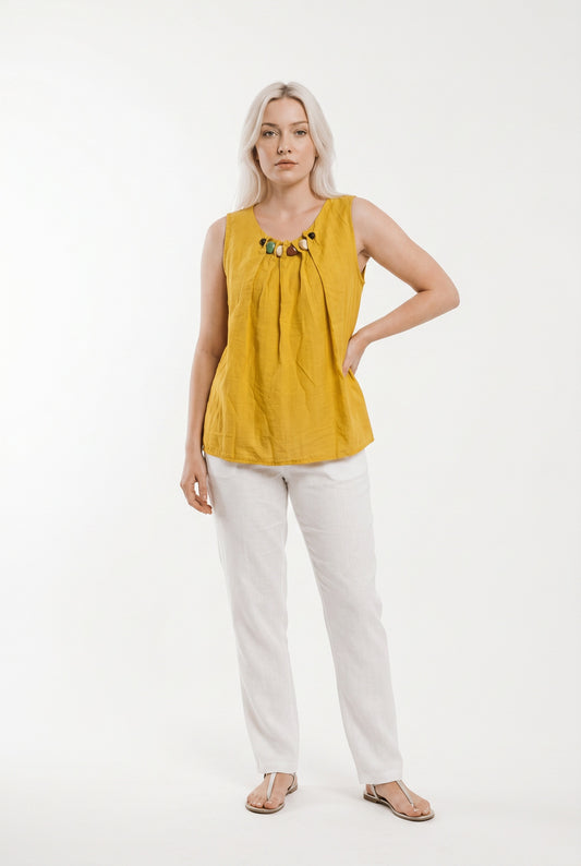 BLUSA PIEDRAS MOSTAZA
