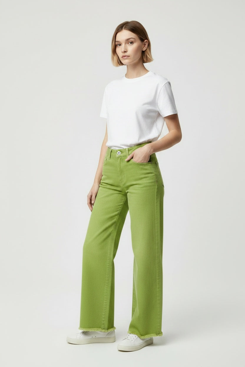 PANTALÓN VIVID DESFLECADO-VERDE