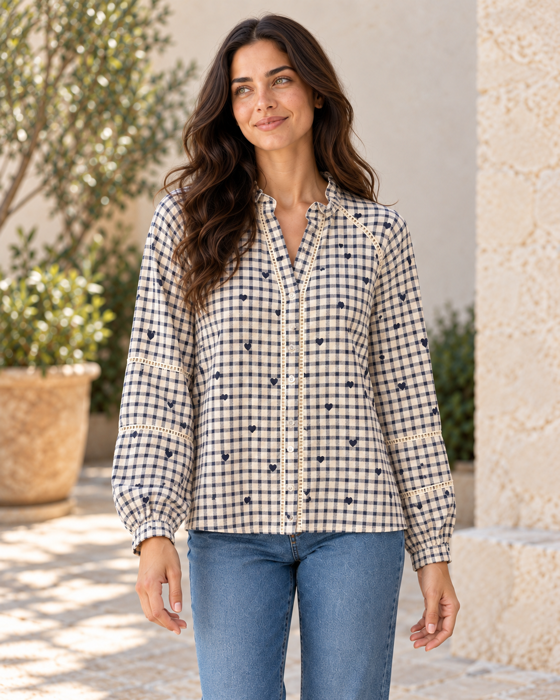 CAMISA CUADROS LOVE-AZUL