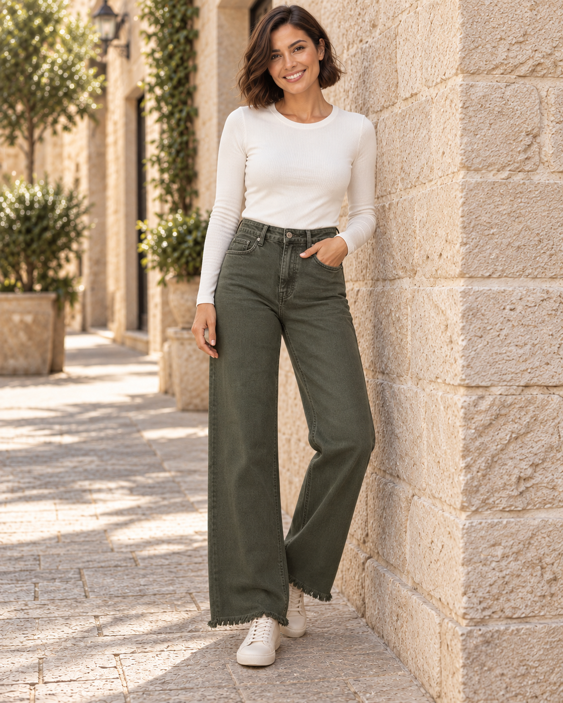 PANTALÓN VIVID DESFLECADO-VERDE
