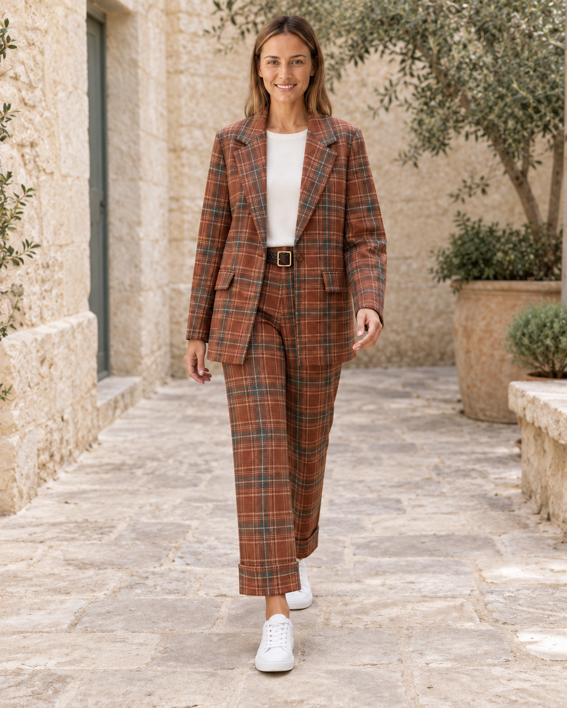 BLAZER CUADROS-TEJA