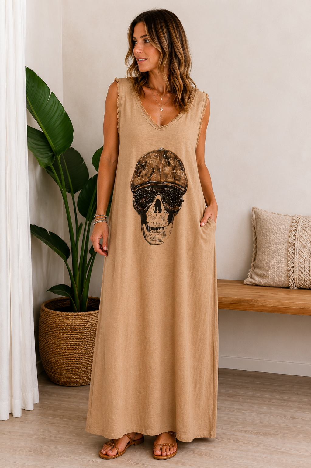 VESTIDO CALAVERA-TOSTADO