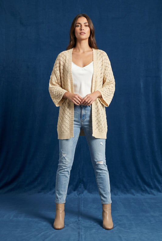 CHAQUETA PUNTO CORTA-BEIGE