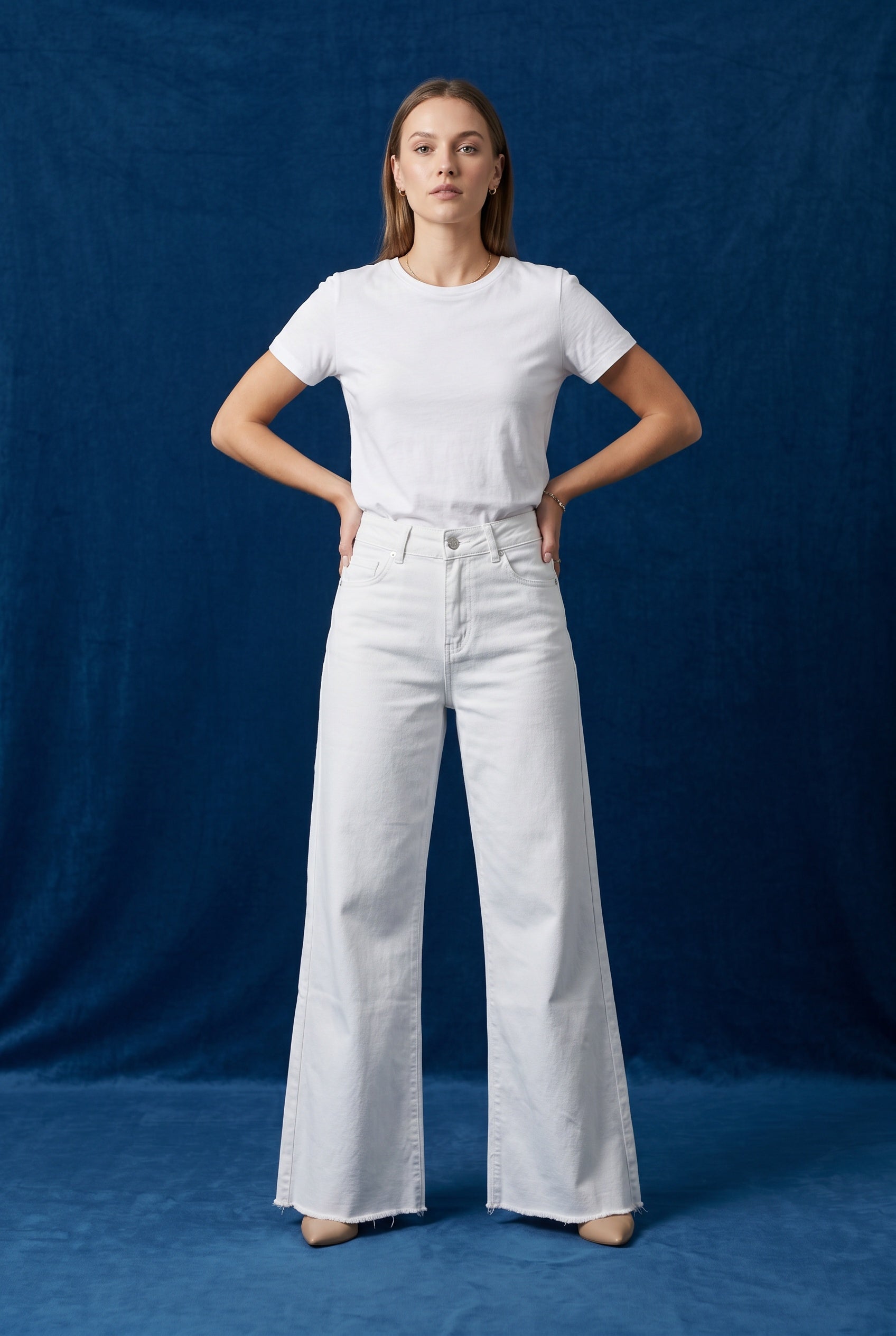 PANTALÓN VIVID DESFLECADO-BLANCO