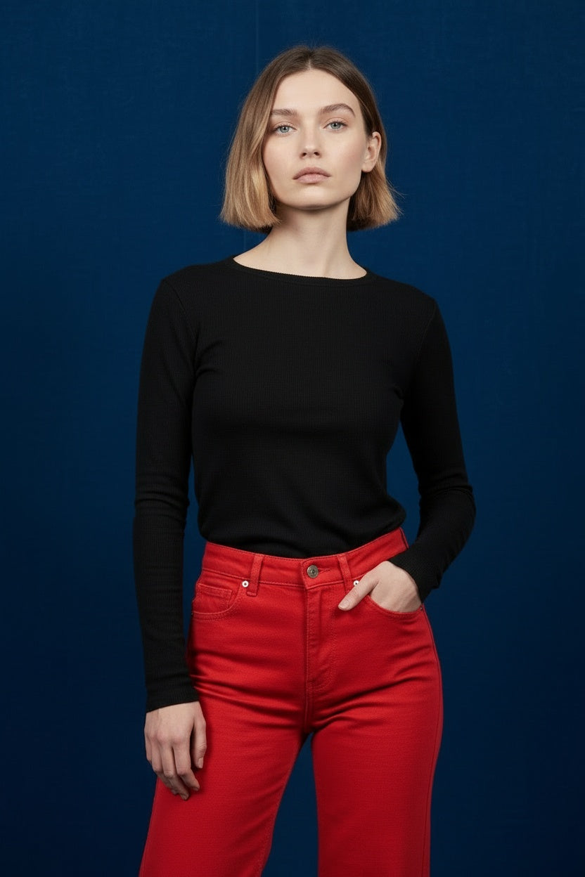 PANTALÓN VIVID DESFLECADO-ROJO