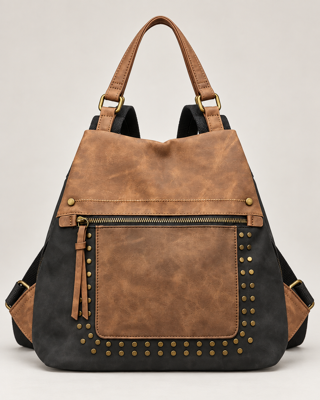 MOCHILA POLIPIEL TACHUELAS- NEGRA