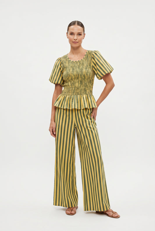 CONJUNTO RAYAS NIDO DE ABEJA-KHAKI